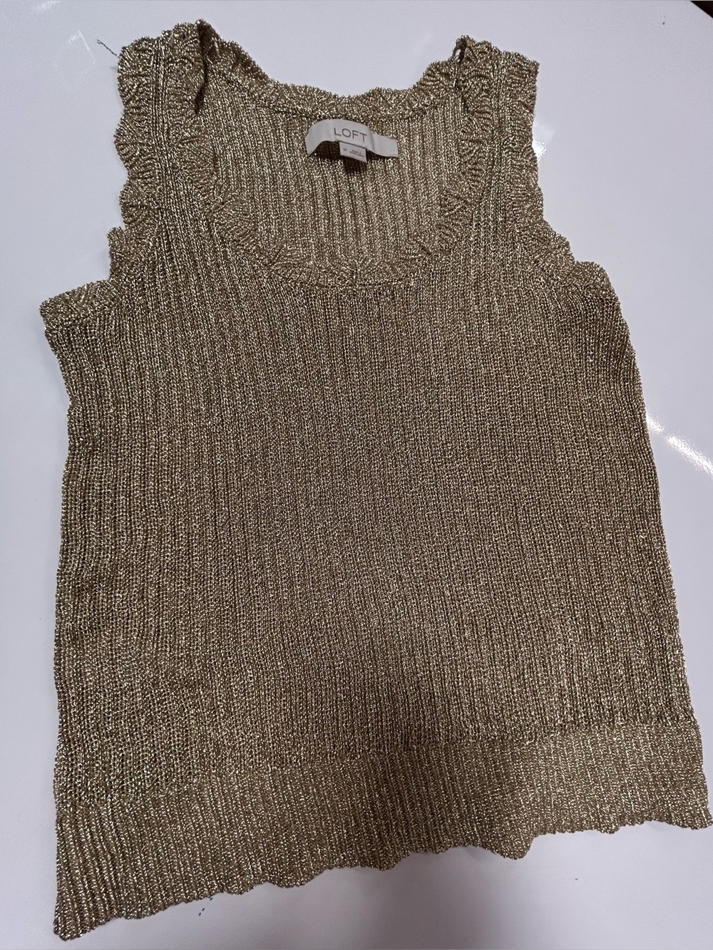 LOFT Gold Metallic Sweater Tank size Medium